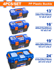 Bộ 4 hộp nhựa đựng công cụ khóa nhựa 13″ 16″ 19″ 24″ Wadfow WTB2104