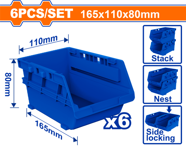 Bộ 6 khay đựng phụ kiện 165x100x80mm Wadfow WTB8336