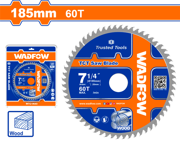 Lưỡi Cưa Gỗ TCT 185mmx60T WADFOW WTC1K03