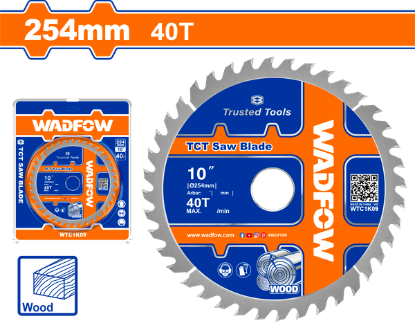 Lưỡi Cưa Gỗ TCT 254mmx40T WADFOW WTC1K09