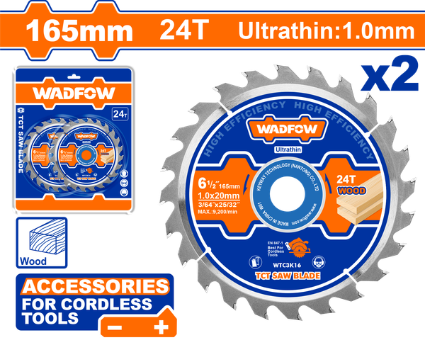 Bộ 2 lưỡi cưa TCT siêu mỏng 165mm(6- 1/2