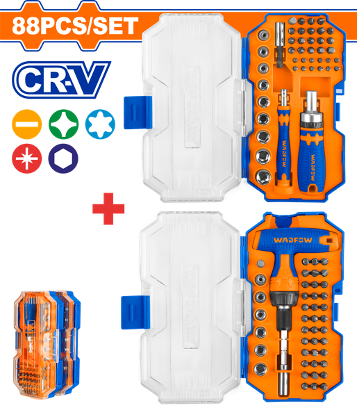 Bộ 2 Hộp 88 Chi Tiết Bắt Vít Và Tay Vặn WADFOW WSS8B88