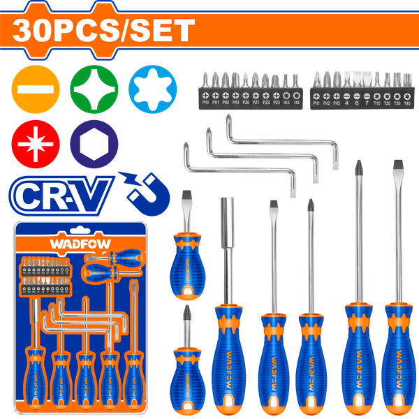 Bộ 30 Món Tua Vít Và Mũi Vít WADFOW WSS1430
