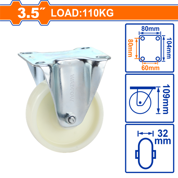 Bánh Xe Đẩy Nhựa PP Cố Định 3.5