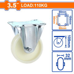 Bánh Xe Đẩy Nhựa PP Cố Định 3.5