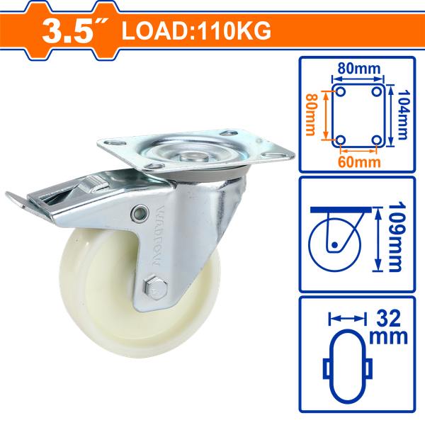 Bánh Xe Đẩy Nhựa PP Xoay 3.5