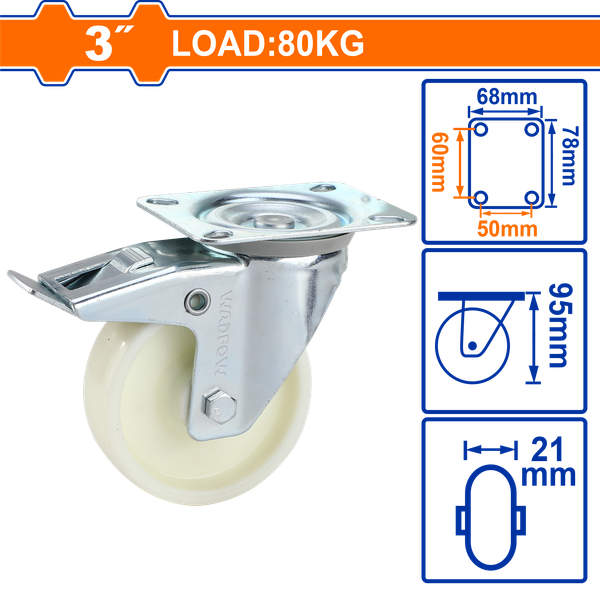 Bánh Xe Đẩy Nhựa PP Xoay 3