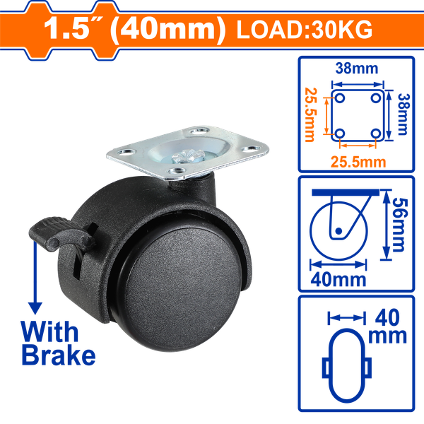 Bánh Xe Đẩy Cố Định Có Khóa 1.5