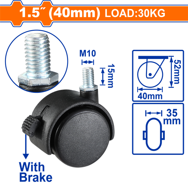 Bánh xe đẩy cố định có khóa 1.5