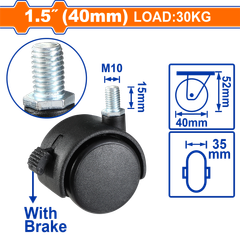 Bánh xe đẩy cố định có khóa 1.5