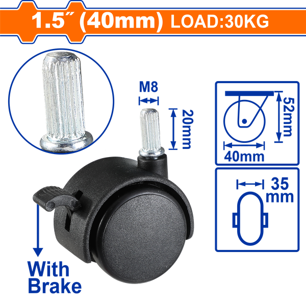 Bánh Xe Đẩy Cố Định Có Khóa 1.5