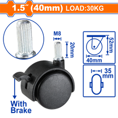 Bánh Xe Đẩy Cố Định Có Khóa 1.5