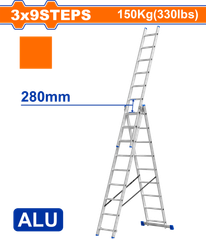 Thang Xếp Nhôm Kéo Dài 3 Đoạn 3x9 WADFOW WLD6H39