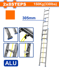Thang Nhôm Trượt 2 Đoạn Xếp Kéo Dài 2x8 Bậc WADFOW WLD8H16