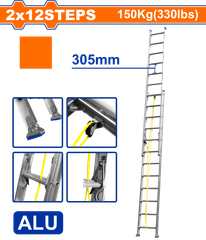 Thang Nhôm Trượt Kéo Dài 2x12 Bậc WADFOW WLD8H24