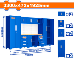 Bộ 8 Tủ lưu trữ đồ nghề trong gara 3300x472x1925mm Wadfow WCS3A08