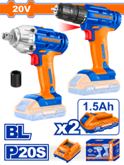 Bộ combo Máy khoan & Máy siết buloong dùng pin 20V Wadfow WCK2017