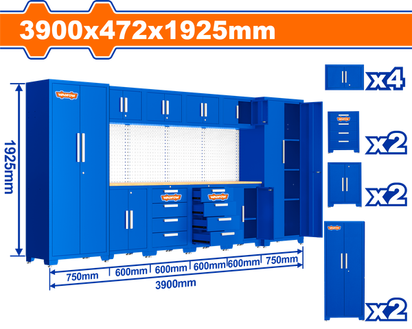 Bộ 8 Tủ lưu trữ đồ nghề trong gara 3300x472x1925mm Wadfow WCS3A10