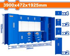 Bộ 8 Tủ lưu trữ đồ nghề trong gara 3300x472x1925mm Wadfow WCS3A10