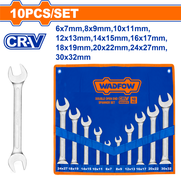6-32mm Bộ cờ lê 2 đầu miệng 10 chi tiết Wadfow WDS2M10