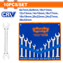 6-32mm Bộ cờ lê 2 đầu miệng 10 chi tiết Wadfow WDS2M10