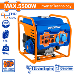 Máy phát điện chạy xăng biến tần 5.5KW Wadfow WGEAB08
