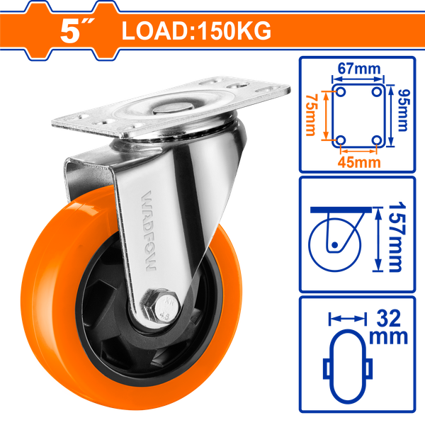 Bánh xe cố định bằng cao su 3 inch WADFOW WJL3331