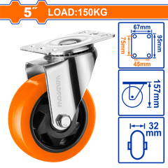 Bánh xe cố định bằng cao su 3 inch WADFOW WJL3331