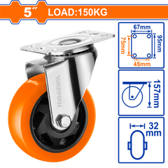Bánh xe đẩy xoay 5inch Wadfow WJL2352