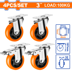 Bộ 4 Bánh Xe Đẩy Xoay 3