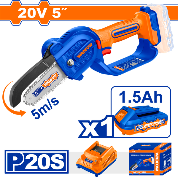 Máy cưa xích dùng pin 20V Wadfow WCLP552 (Kèm 1 Pin 1.5Ah & Sạc)