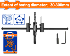 Bộ Mũi Khoan Khoét Lỗ Tròn Điều Chỉnh 30- 300Mm (Gỗ Và Thạch Cao) WKJ9K03 WADFOW