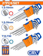 Bộ 27 chi tiết chìa lục giác WADFOW WHK5203