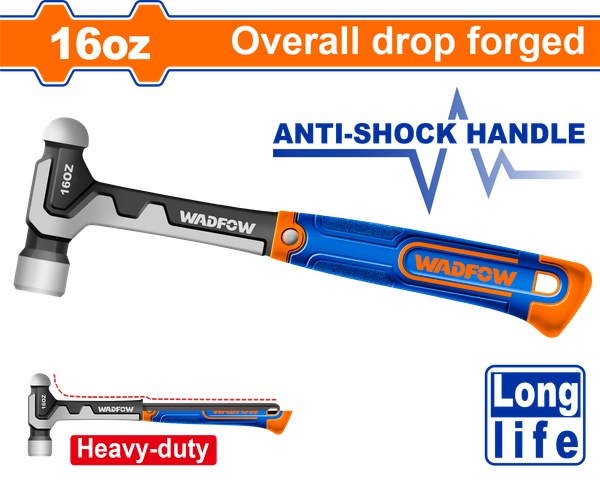 Búa đầu tròn tay cầm chống sốc 16oz/ 450g WADFOW WHM8356