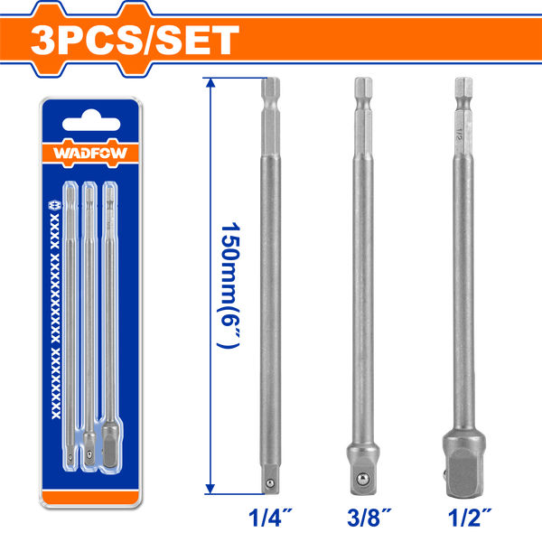 Bộ 3 đầu chuyển đổi đầu tuýp đuôi lục giác Wadfow WSV4K03