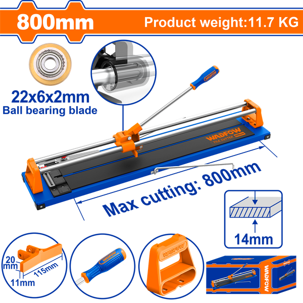 Bàn cắt gạch đẩy tay 800mm Wadfow WTR8508