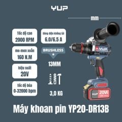 20V KHOAN VÍT BÚA 13mm 160Nm Jiangsu YUP YP20 DR13B