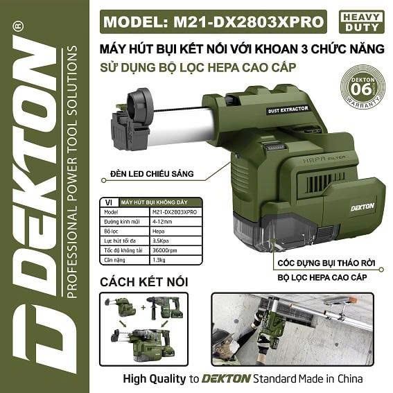 36000RPM Máy Hút Bụi Liên Kết Khoan DEKTON M21-DX2803XPRO