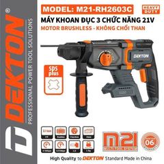 3  Chức Năng 1050RPM 3.2J Khoan Bê Tông Motor Brushless DEKTON M21-RH2603C