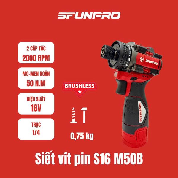 16V/2.0Ah Máy khoan vít SFUNPRO S16 M50B-THAN