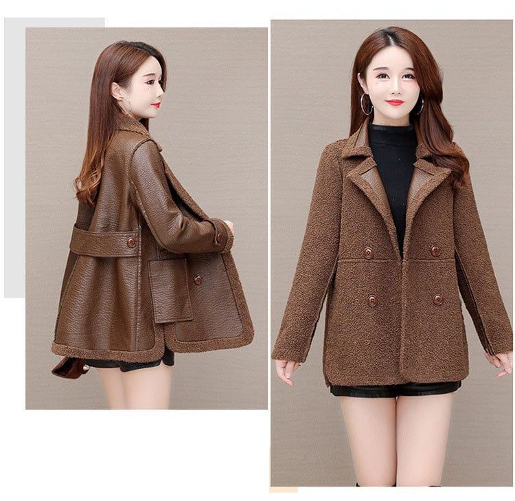 Áo khoác da lót lông cừu mặc được hai mặt AKG148