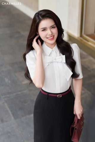 Áo sơ mi TL phối nơ ngực