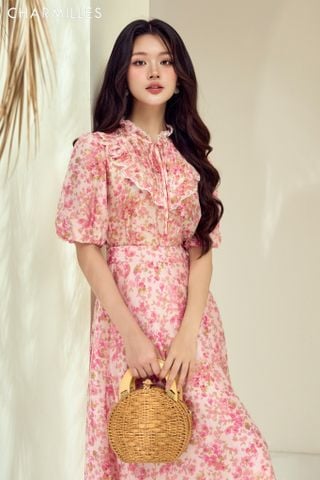 Áo tơ  hoa nơ cổ