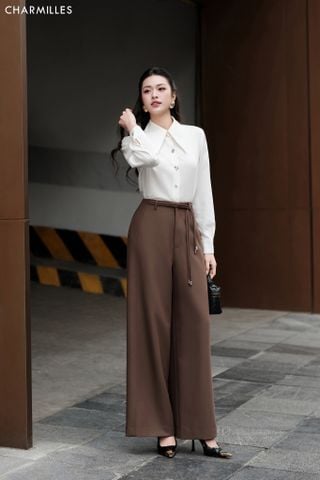 Quần ống rộng đai dây