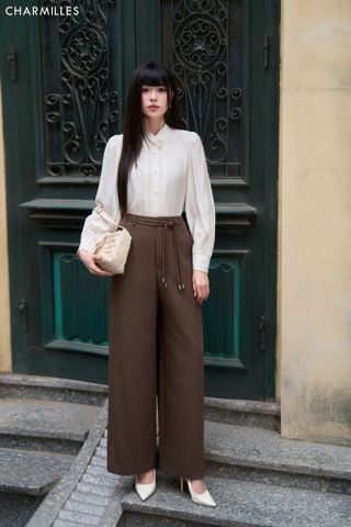 Quần ống rộng đai dây