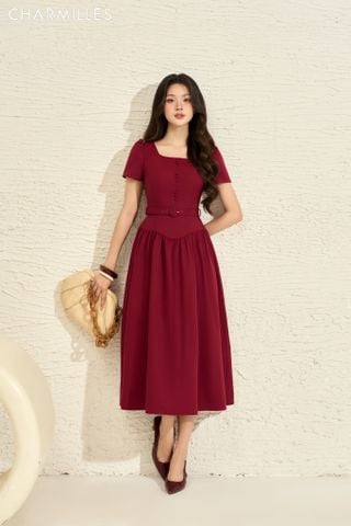 ĐẦM CỔ VUÔNG KHUY BỌC