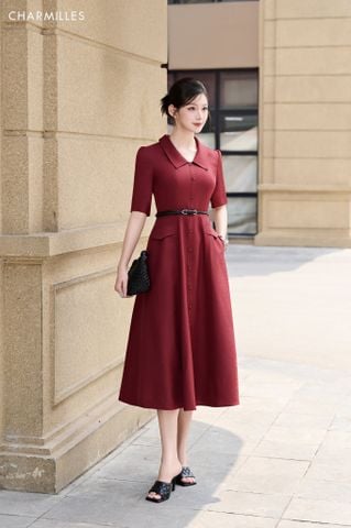 Đầm TL dáng A phối khuy bọc