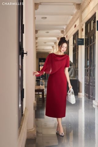 Đầm TC phủ vạt lệch