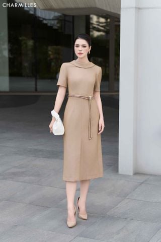 Đầm cổ tròn bẻ,xẻ trước (Đ)