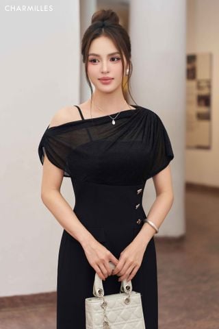 Đầm lệch vai , eo 3k